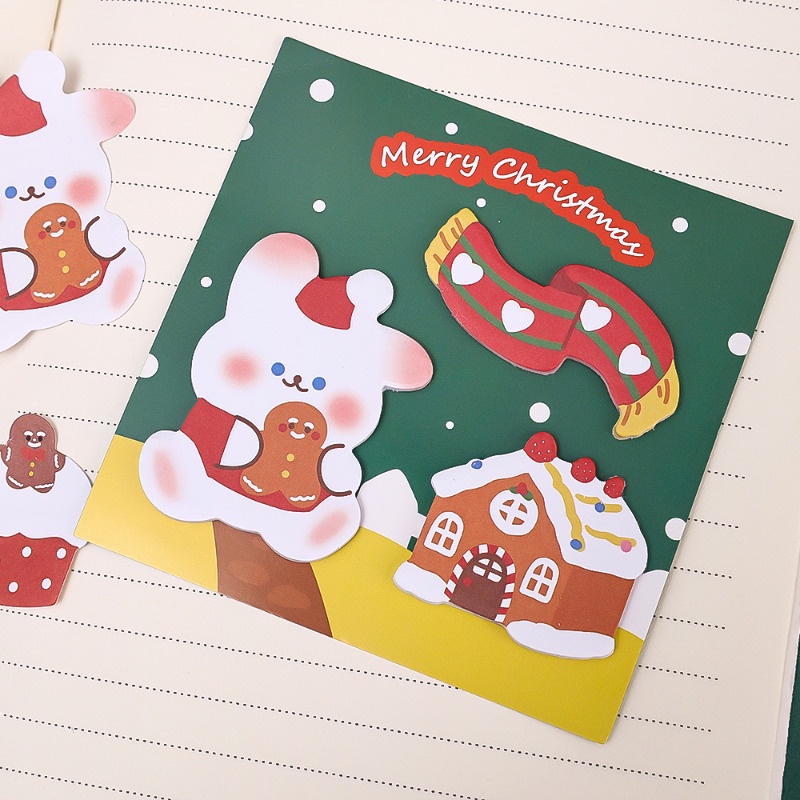 Hoạt Hình Giấy Dán Ghi Chú Tự Dính Họa Tiết Giáng Sinh / Ông Già Noel & Cây Thông Điệp / Người Tuyết Dễ Thương