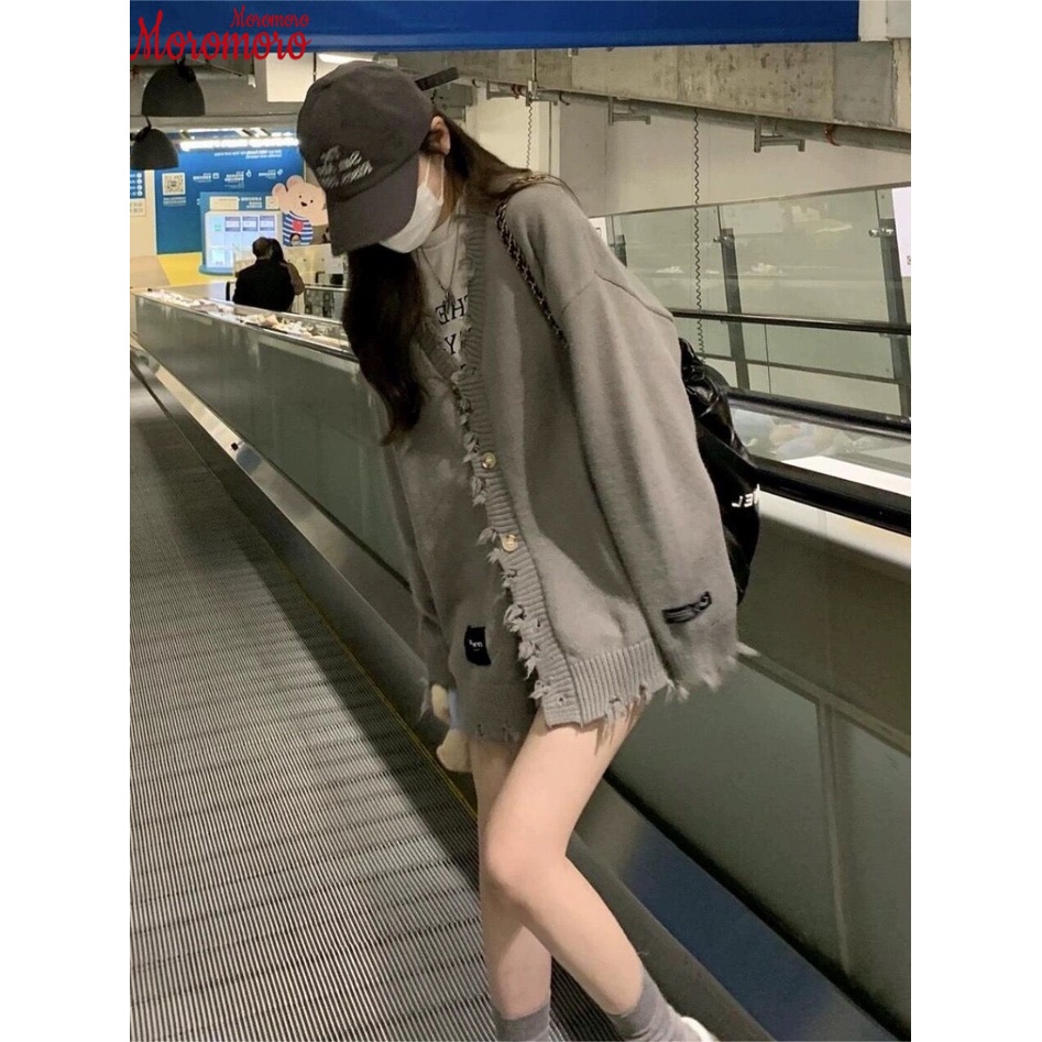 Moromoro Áo Len nữ áo khoác cardigan Hàn Phong Trendy Thời trang phổ biến WMY2300HMB 41Z231010