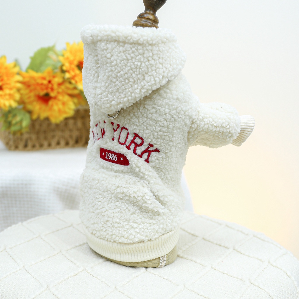 Áo hoodie Vải Bông Giữ Ấm In Chữ new york Thời Trang Mùa Đông Dành Cho Chó Mèo