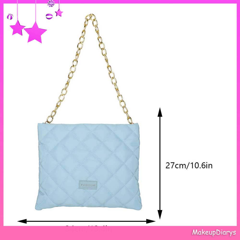 ★ Mỹ Phẩm Trang Điểm ★ Túi Xách Đeo Vai Màu Trơn Đính Kim Cương Lấp Lánh Cho Nữ