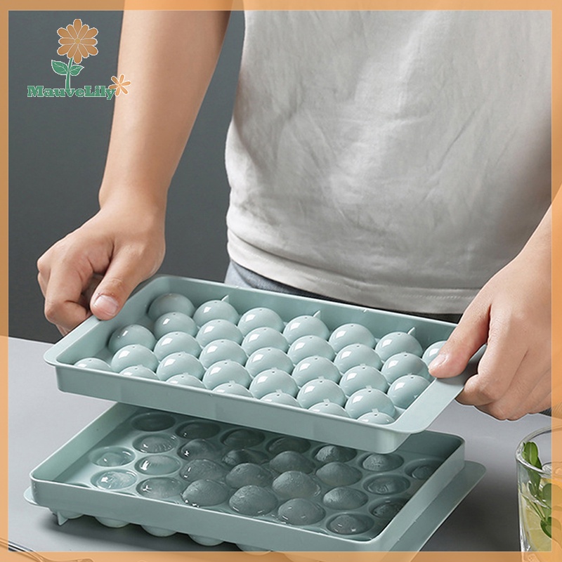1 Khay Làm Đá Hình Cầu 3d Bằng Nhựa Có Nắp Đậy