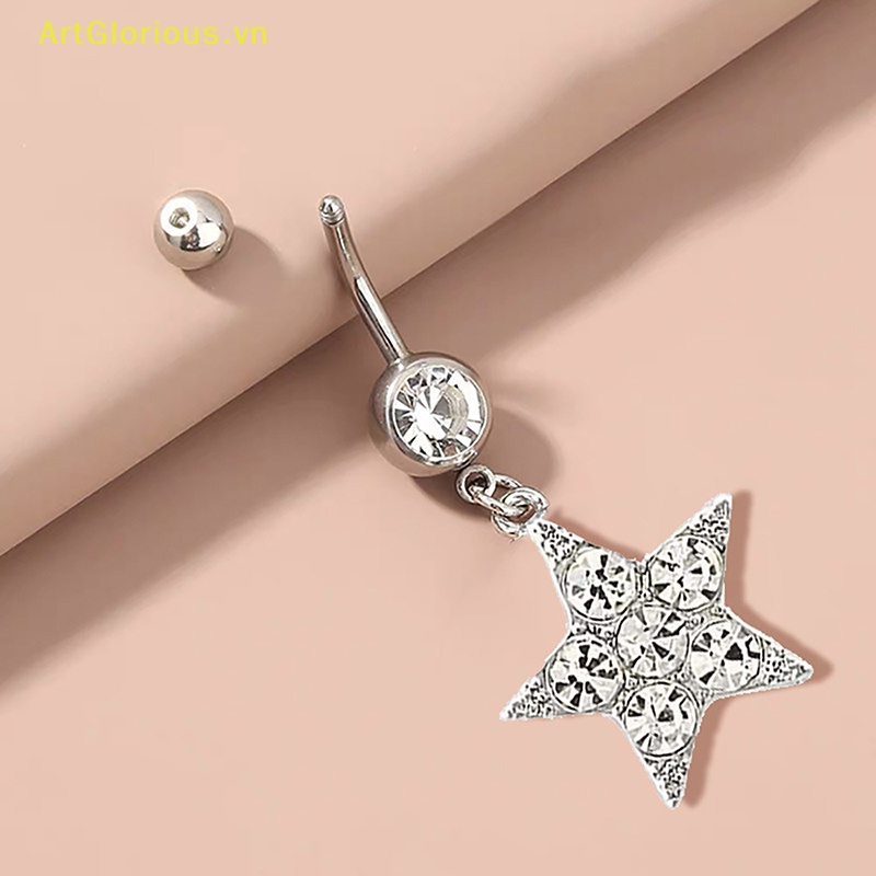 Khuyên Rốn Bằng Thép Không Gỉ Đính Đá zircon Hình Trái Tim / Mặt Trăng Cho Nữ vn