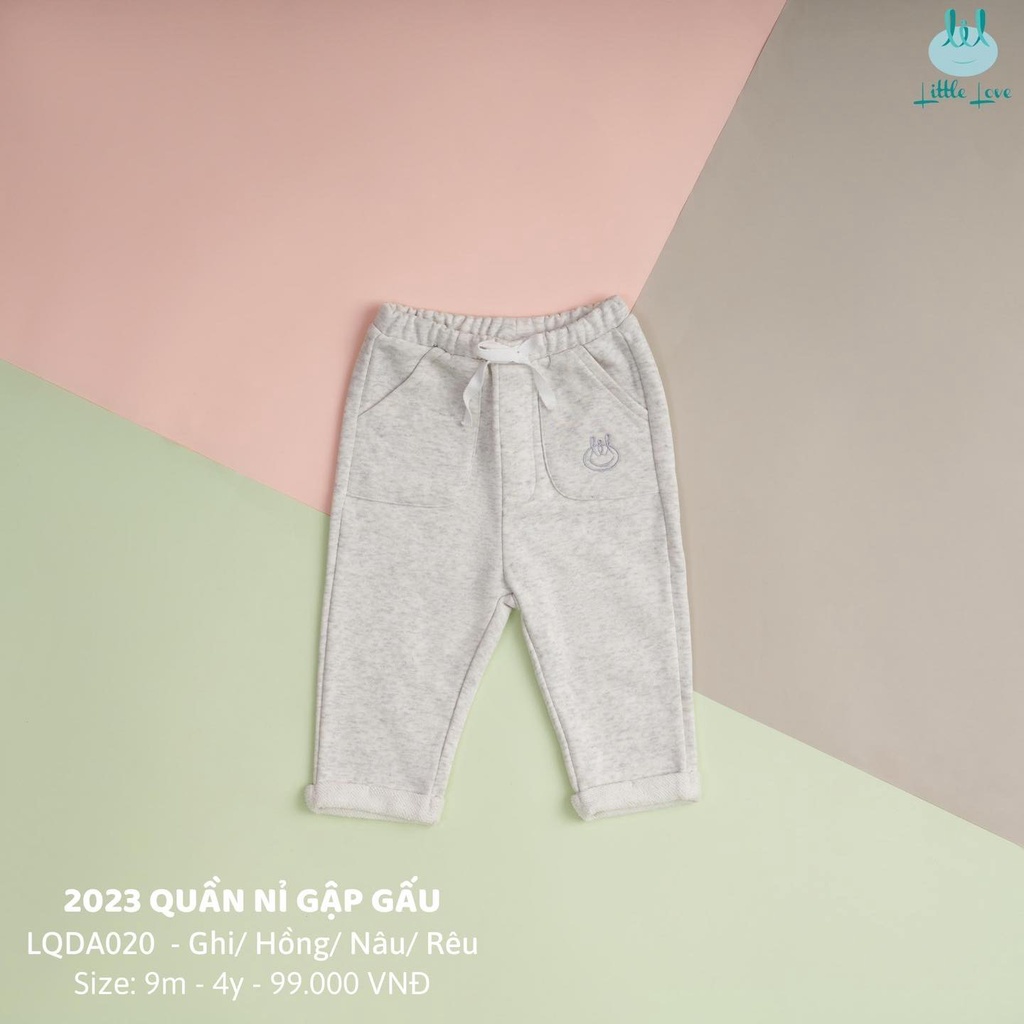 Lillte Love - Quần nỉ bo gấu cho bé trai bé gái từ 6 tháng đến 4 tuổi