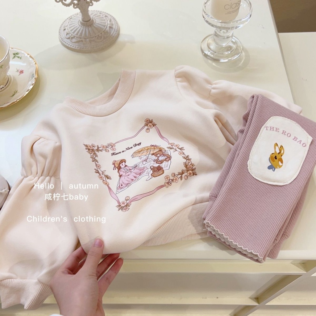 Hàng Mới Về Áo Nỉ Dài Tay Form Rộng In Họa Tiết Hoạt Hình Phong Cách Phương Tây Thời Trang Thu Đông Cho Bé Gái