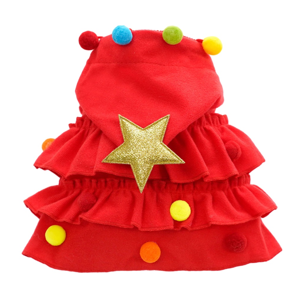 Hvn_ Áo Choàng Giáng Sinh / Hóa Trang Ngôi Sao Trang Trí Bóng Lông Xù Viền Bèo Mừng Năm Mới / Kỳ Nghỉ Thu Đông / Chụp Ảnh Cho Thú Cưng