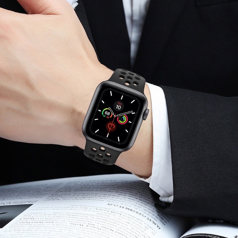 Dây Đeo silicone Hai Màu Thoáng Khí Cho Đồng Hồ Thông Minh apple 45mm 41mm 49mm 44mm 40mm 42mm 38mm 44 45mm iwatch series 9 ultra 2 8 7 6 5 4 se 3