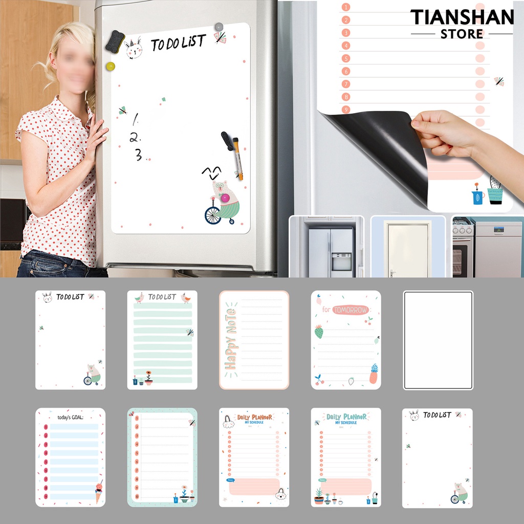 Tianshan Bảng Trắng Mềm Tự Dính Chống Trầy Xước Có Thể Xóa Được Khổ a3 a4 Dùng Trong Tủ Lạnh