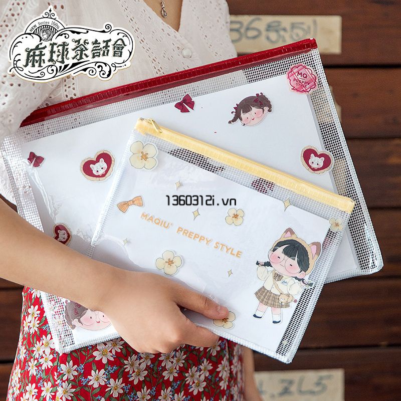 túi đựng hồ sơ Túi Đựng Tài Liệu Khổ A4 Bằng Nhựa Trong Suốt Chống Thấm Nước Có Khóa Kéo Tiện Dụng
