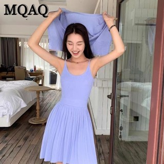 Mqaq Đầm Dệt Kim Xếp Ly Ôm Dáng Màu Trơn Thời Trang Mùa Hè 2023 Cá Tính Hợp Xu Hướng Cho Nữ
