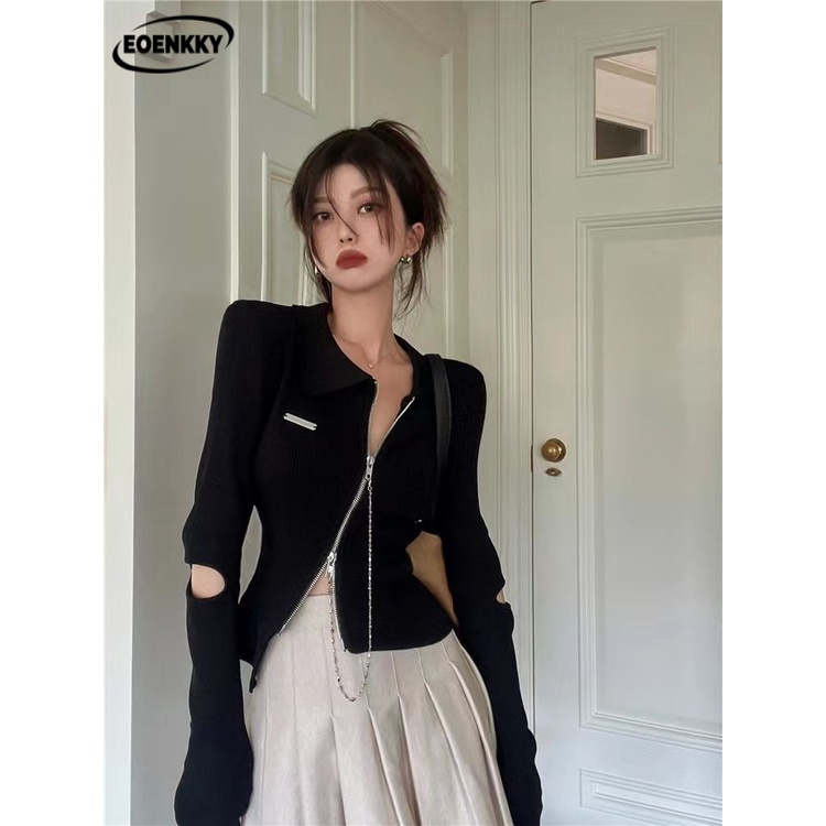 EOENKKY Áo Len áo khoác cardigan Cute Vintage Đơn giản Thể thao WMY23A0AIP 41Z231013