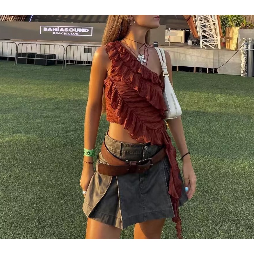 Zara Áo Không Tay Thiết Kế Xếp Ly Nhỏ Nhắn Xinh Xắn Thời Trang Mùa Thu Cho Nữ 0219800