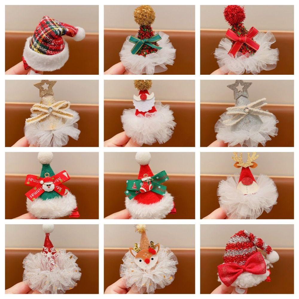 Shanhai Kẹp Tóc Trang Trí Giáng Sinh Đính Nơ Tuần Lộc Giáng Sinh Sáng Tạo sequin Hình Ông Già Noel Màu Đỏ Cho Trẻ Em