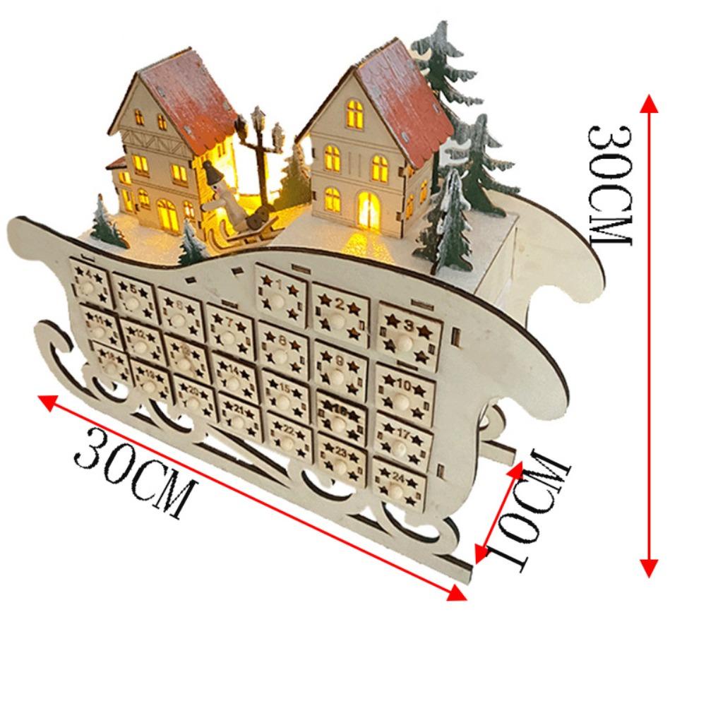 UUMIR Lịch Đếm Ngược 24 Ngăn Bằng Gỗ Có Đèn led Trang Trí Giáng Sinh