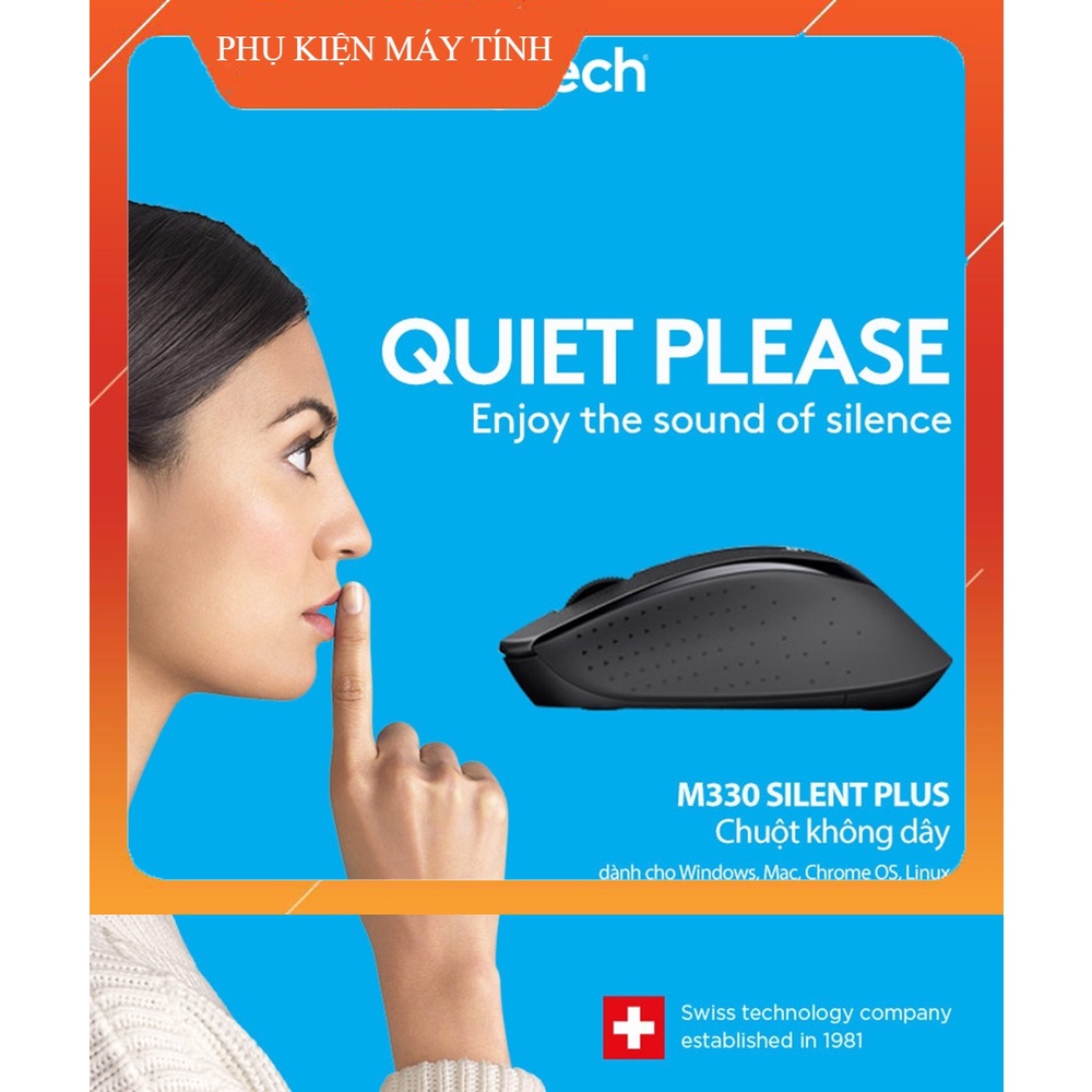 Chuột không dây Logitech M330 Silent Plus - Giảm ồn, USB, thuận tay phải, PC/ Laptop- LOẠI 1