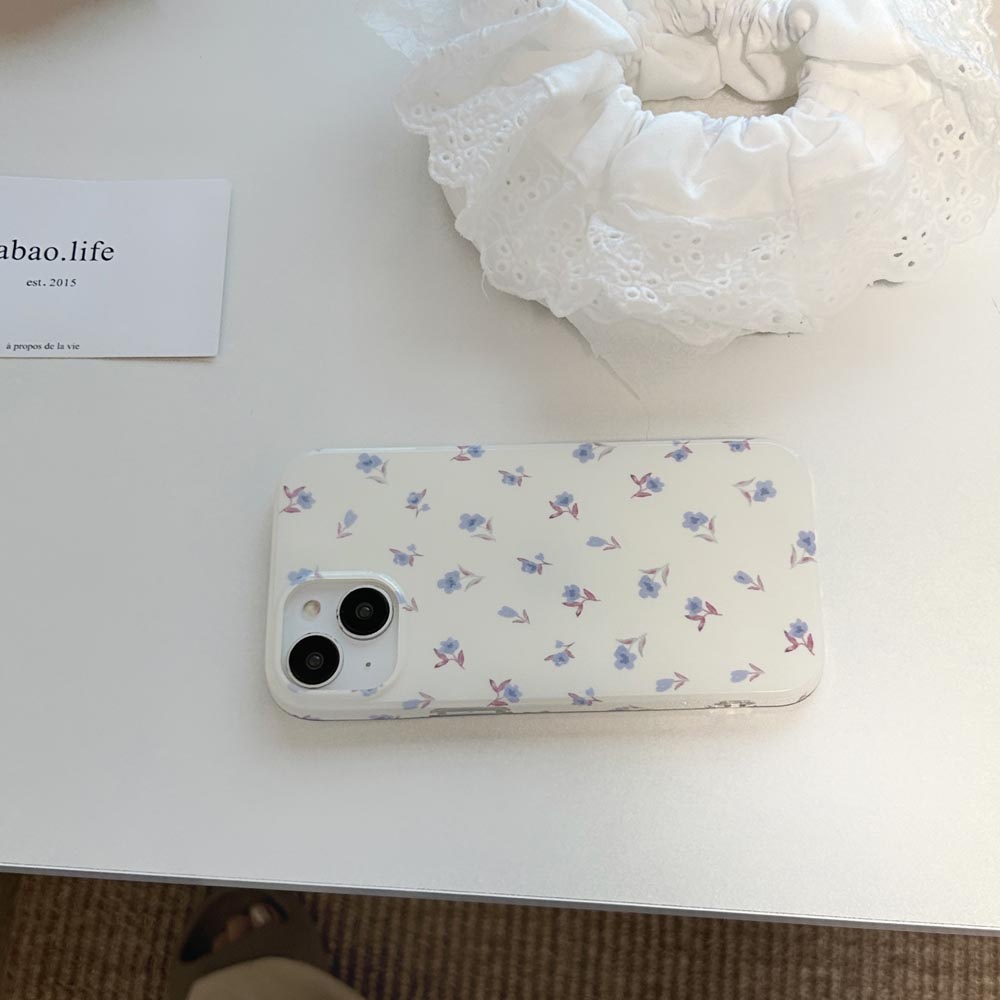 Ốp Điện Thoại Cứng Họa Tiết Hoa Xanh Trắng Cho iphone 11 12 12pro 12promax 13 13pro 13promax 14 14pro 14promax