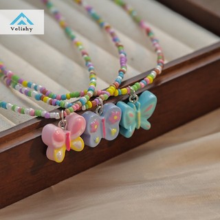 Velishy Dây Chuyền Mặt Bướm acrylic Nhiều Màu Sắc Phong Cách boho y2k Cho Nữ