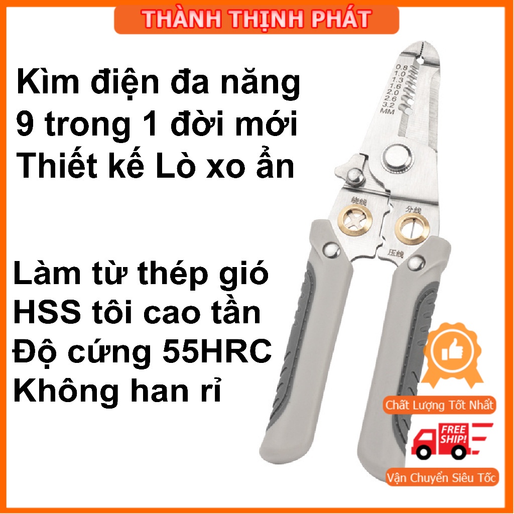 Kìm tuốt dây điện đa năng 9 trong 1 Kìm điện đa năng xuất Nhật cắt tuốt uốn dây ép cos dây điện shop