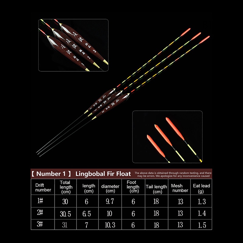 Bighsm Phao Nổi Câu Cá Bằng Gỗ Màu Dạ Quang Độ Nhạy Cao skk