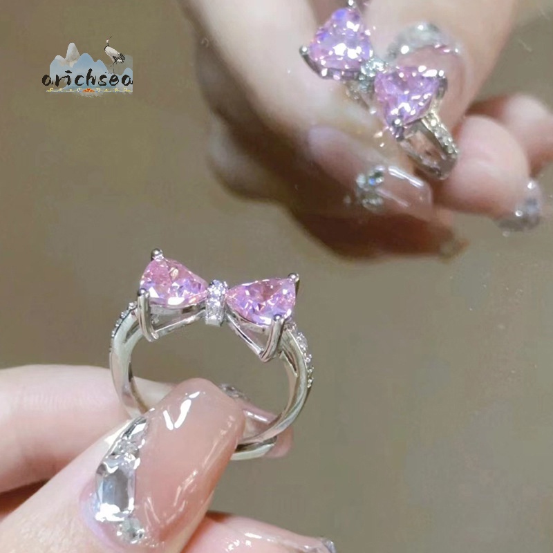 Nhẫn Hở Hình Nơ Đính Đá zircon Lãng Mạn Thời Trang Có Thể Điều Chỉnh Làm Quà Tặng Cho Bạn Gái