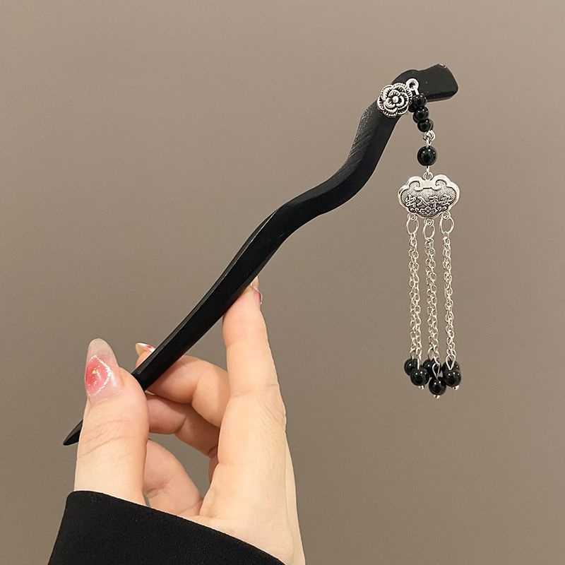 Trâm Cài Tóc Bằng Gỗ Màu Đen Phong Cách retro Thời Trang Mùa Thu Dành Cho Nữ