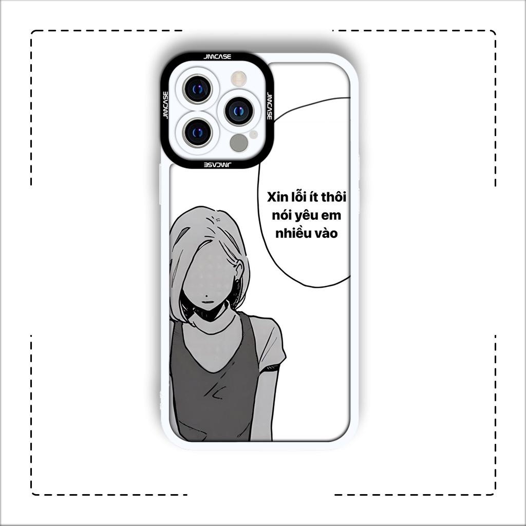 Ốp lưng iphone cạnh vuông JMCase Anime Manga Câu Thoại Hài Hước 7/7plus/8/8plus/x/xs/11/12/pro/max/plus/promax