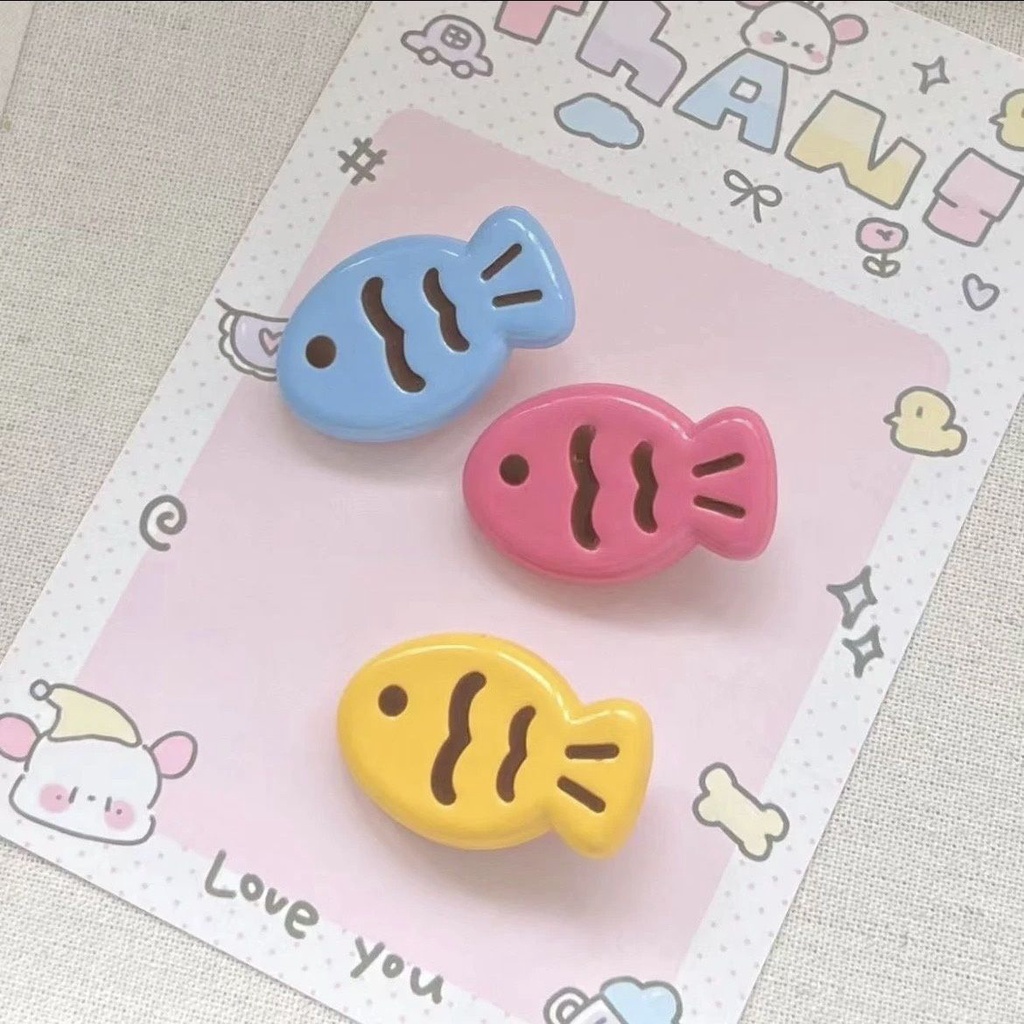 Dễ Thương Kẹp Tóc Dày Dặn Màu Kẹo Họa Tiết Hoạt Hình Phong Cách Nhật Hàn Xinh Xắn