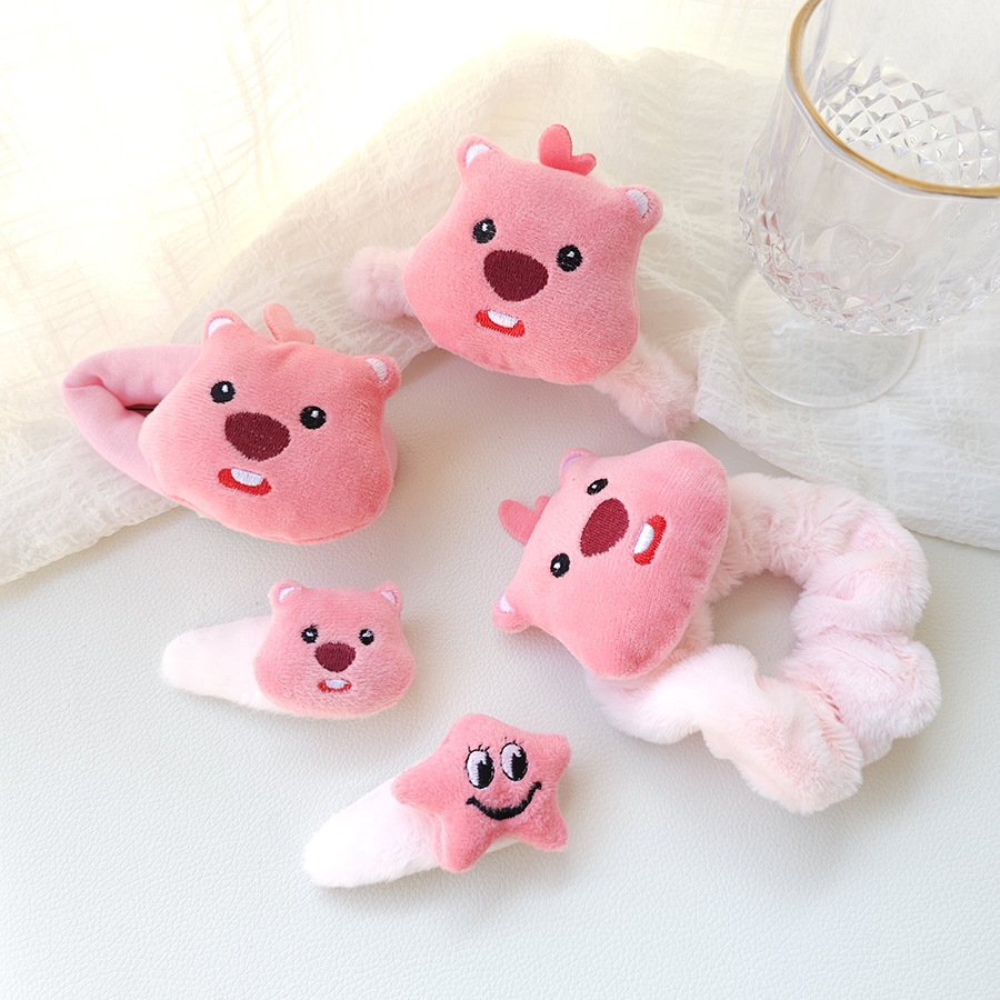 Dây Cột Tóc Màu Hồng Họa Tiết Hoạt Hình Dễ Thương Cho Nữ