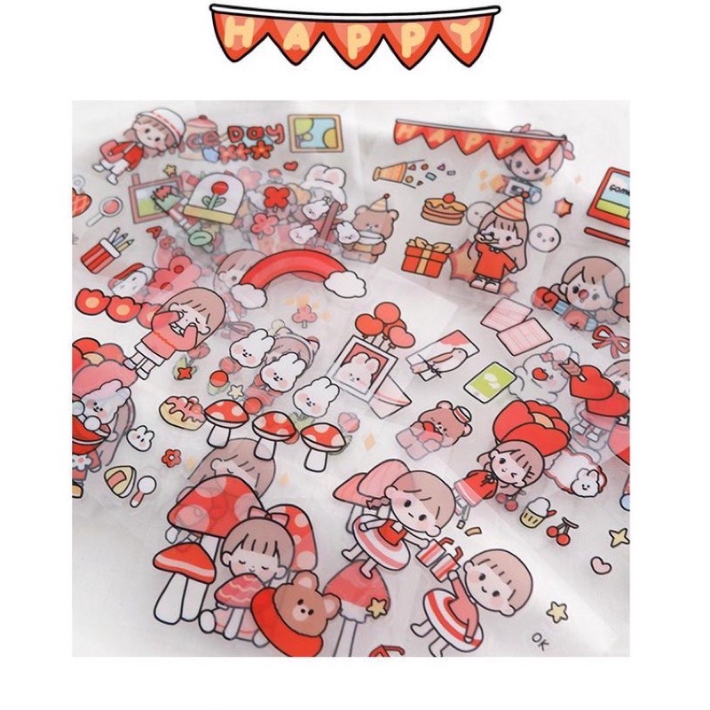 1 Tấm Sticker Cute Trang Trí Dán Tập Vở, Bình Nước, Bút Nước, Miếng Dán Sticker Nhiều Hình Cho Các Bạn - Kho Sỉ CK 668