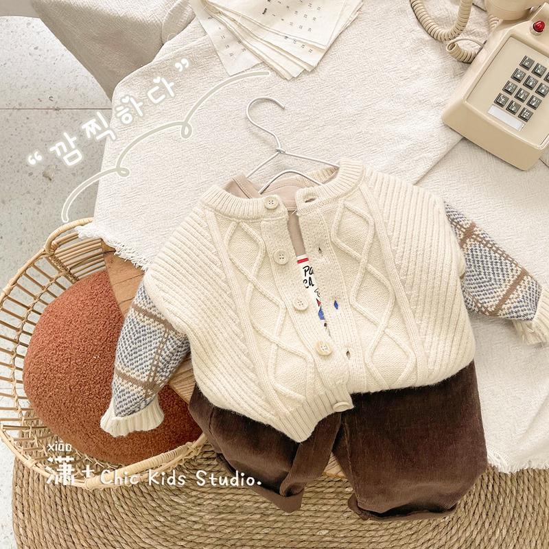 Áo Khoác cardigan Len Dệt Kim Dày Dặn Phong Cách Hàn Quốc Thời Trang Xuân Thu Cho Bé Trai