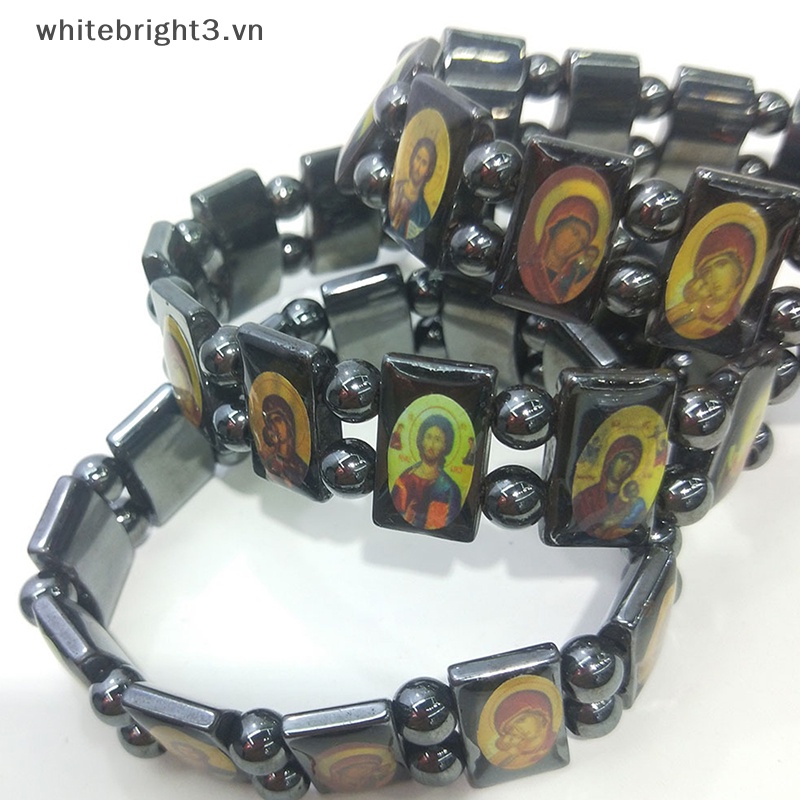 * Phong Cách Thời Trang * Vòng Tay Từ Tính Trị Mạt hematite Màu Đen Chúa Giêsu christianity