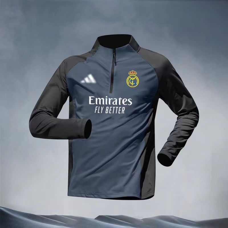 Set Đồ Thể Thao Dài Tay Có Khóa Kéo In Số 24 royal madrid Mau Khô Thời Trang Cho Nam