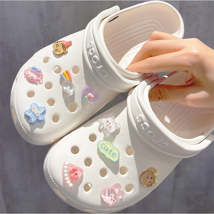 CROCS Dễ Thương Ghim Trang Trí Giày Hình Thỏ / Hoa / Cầu Vồng / Ngôi Sao / Chú Gấu Cho Bé