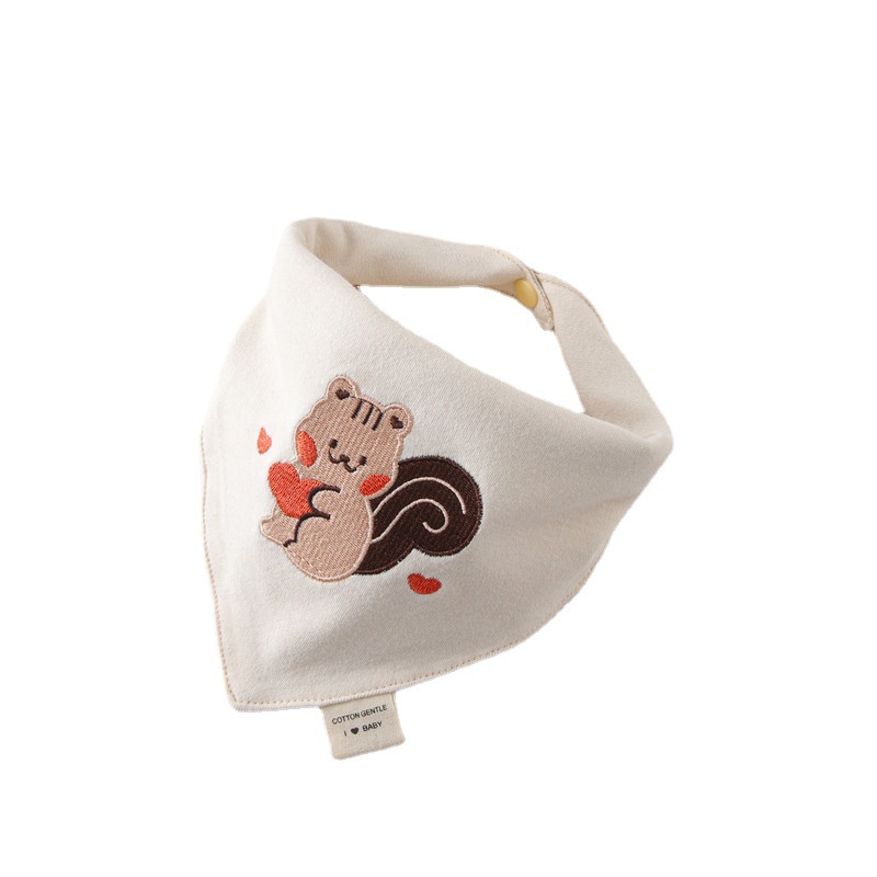 Yếm Ăn Hình Tam Giác Hai Lớp Bằng Chất Liệu 100% cotton Hữu Cơ Tự Nhiên Thêu Họa Tiết Đẹp Chất Lượng Cao Dành Cho Bé