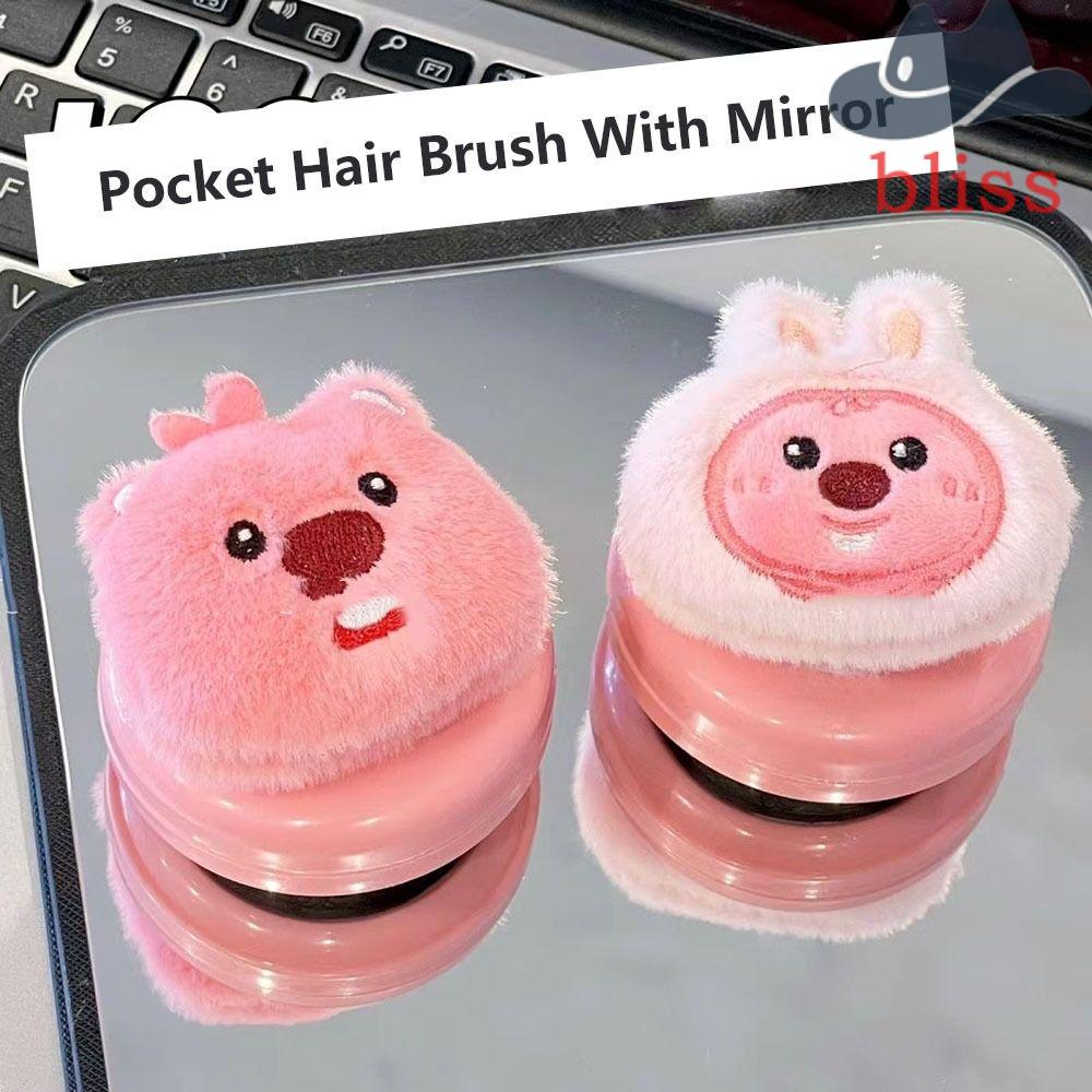 Lược Chải Tóc mini Bằng Nhựa Màu Hồng Có Gương Hình Hoạt Hình Dễ Thương Có Thể Gập Lại Kích Thước Nhỏ Gọn Mang Đi Du Lịch Cho Trẻ Em