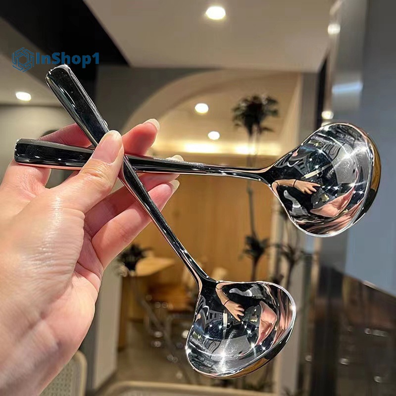Muỗng Múc Canh Bằng Thép Không Gỉ Đầu To Dày Dung Tích Lớn Cho Nhà Bếp Hoặc Tủ Lạnh