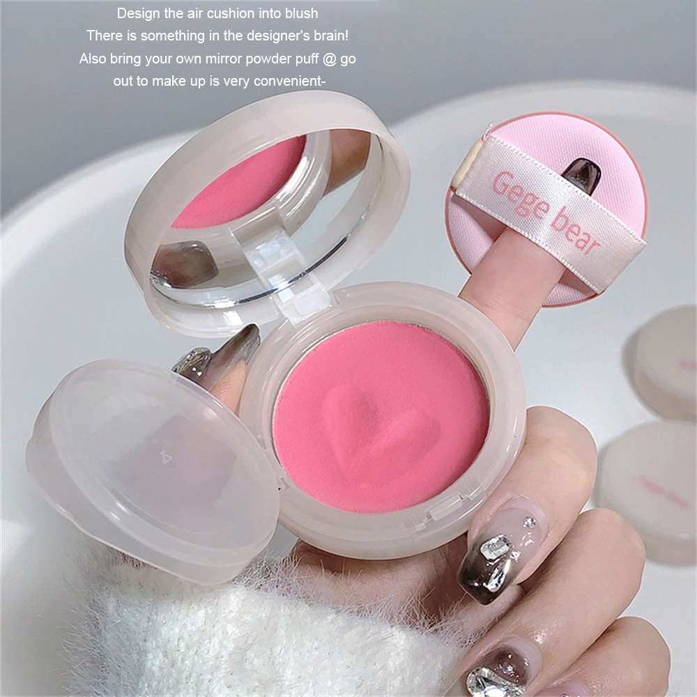 Gege Bear Sweet Color Illusion Cushion Blush Matte Trẻ hóa tự nhiên Tăng cường màu sắc Trang điểm lâu trôi Kem má hồng không bay phấn