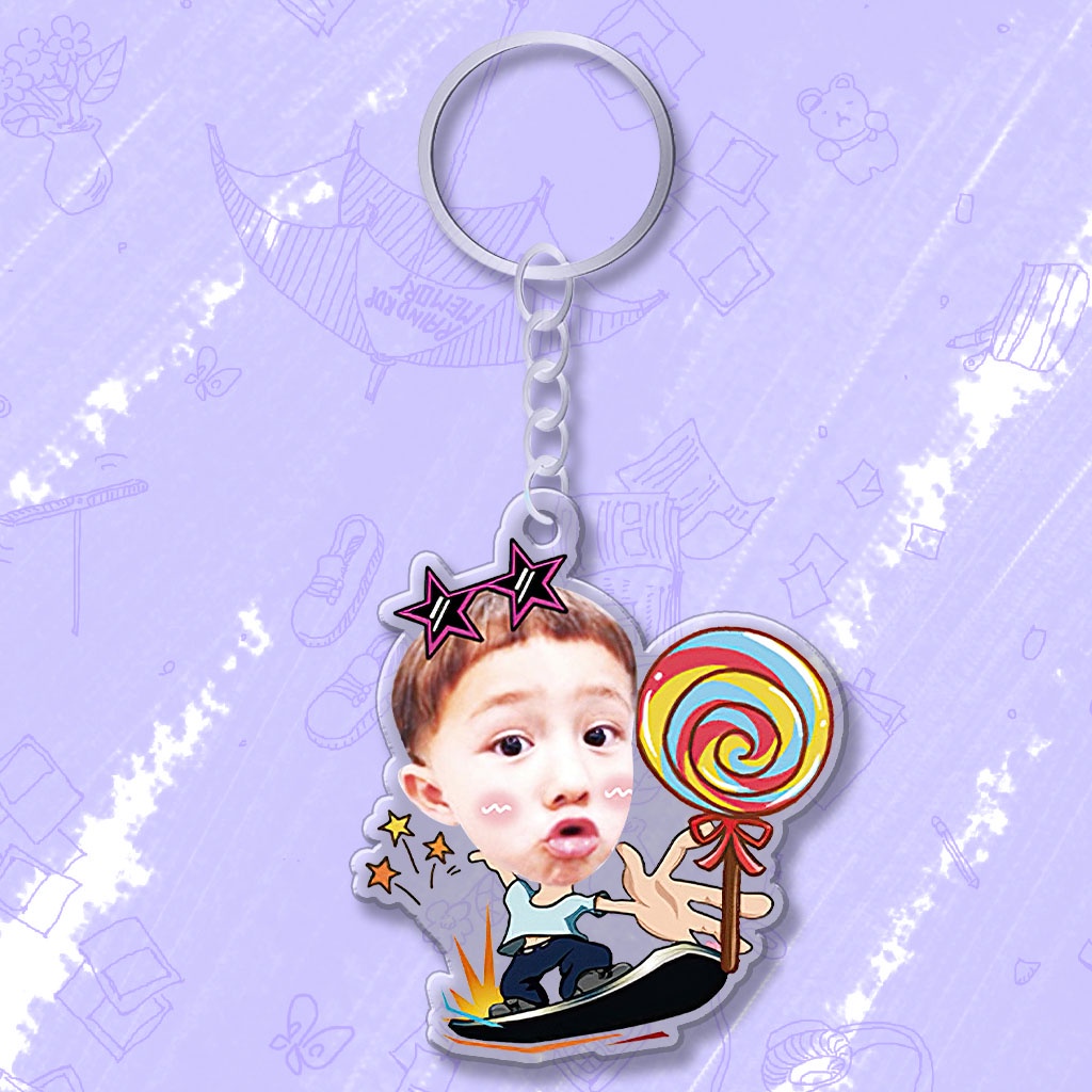 Móc chìa khóa đáng yêu cho bé cắt ảnh theo yêu cầu in hình cute