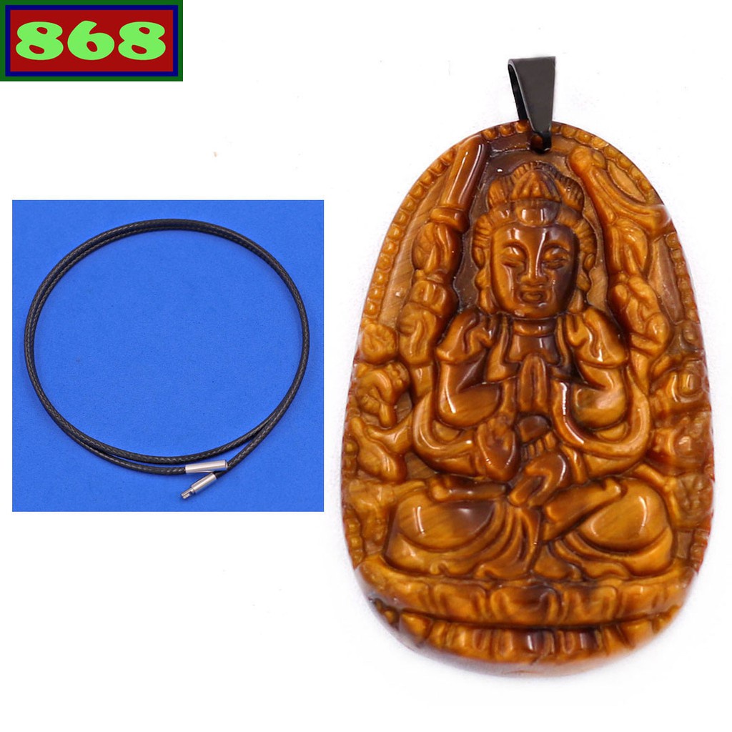 Mặt phật Thiên thủ thiên nhãn đá hổ 3.6 cm, Quan âm nghìn tay nghìn mắt