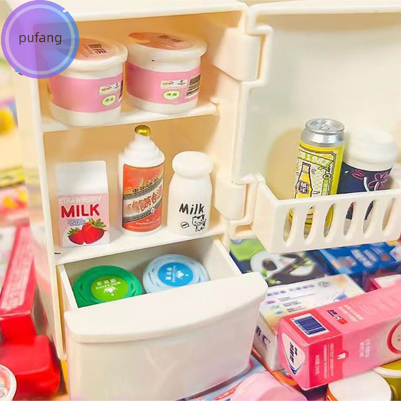 Pufang Tủ Lạnh Đồ Chơi mini Màu Trắng Tỉ Lệ 1 / 12 Trang Trí Nhà Búp Bê vn