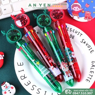 Bút bi bấm ông già noel bút mười màu bút bi màu quà tặng giáng sinh noel