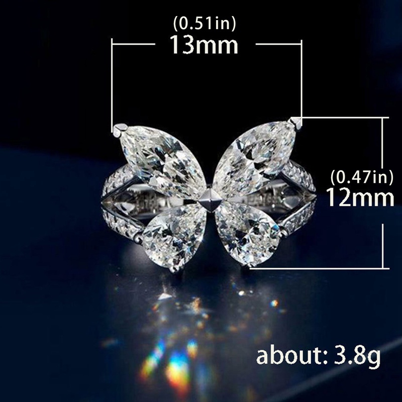 Nhẫn Bạc Hình Bướm Đính Đá Zircon Sang Trọng Cho Nữ
