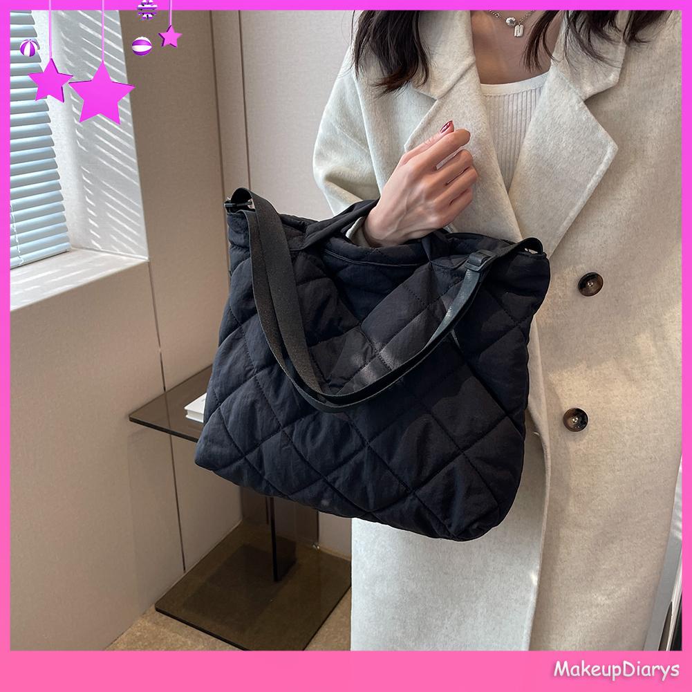 ★ Đồ Trang Điểm Trang Điểm ★ Túi Đeo Chéo Vai Sức Chứa Lớn Bằng cotton Họa Tiết Hình Thoi Phong Cách vintage Dành Cho Nữ