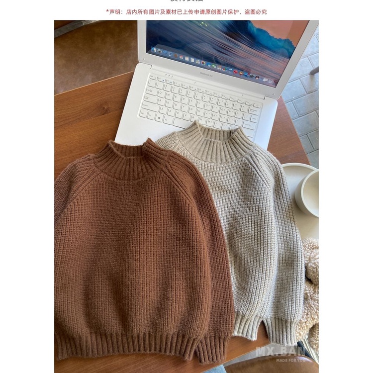 Phlis Áo sweater Màu Trơn Phong Cách Nhật Bản Thời Trang Thu Đông 2023 Cho Bé Trai