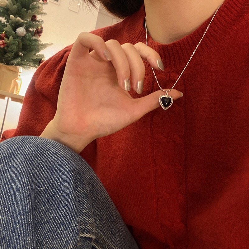 Dây chuyền trái tim đá đen xinh đẹp giá rẻ🧡