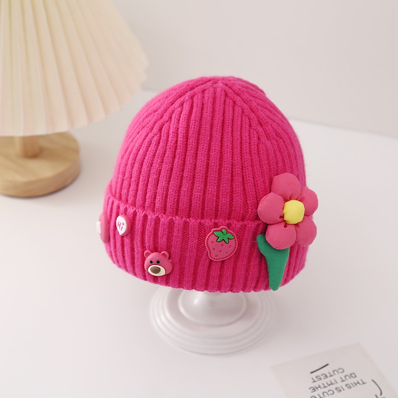 Sq2 Mũ Len Dệt Kim Hình Gấu Dâu Tây Dễ Thương Chống Gió Giữ Ấm Thời Trang Và Giải Trí