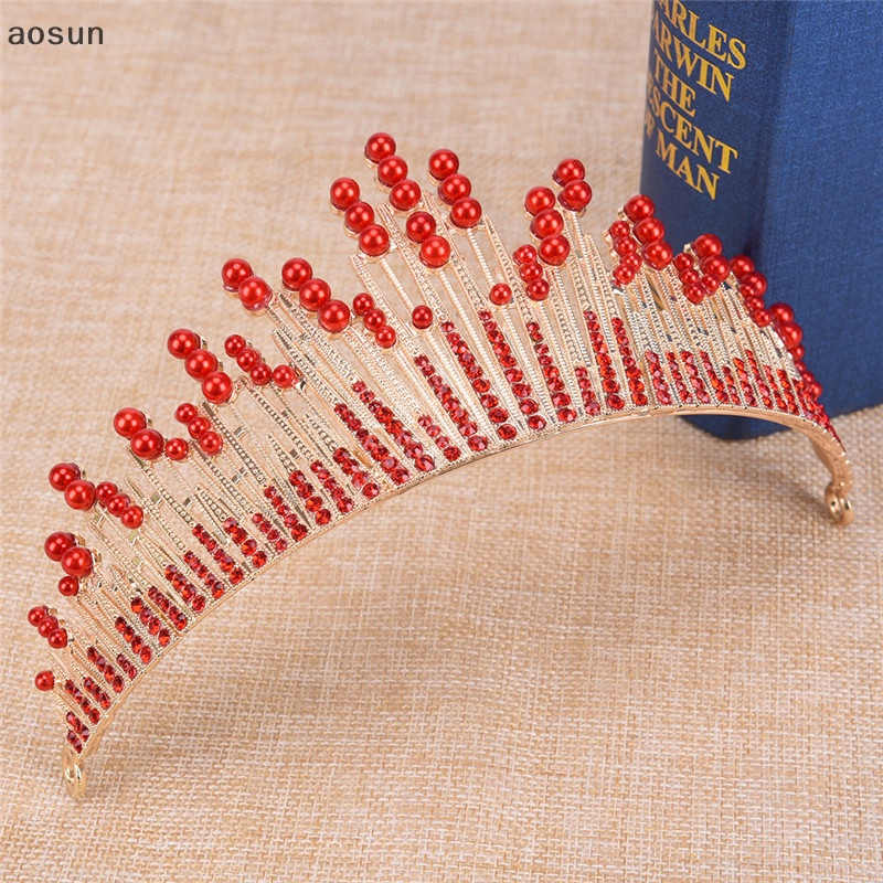 Aosun Vương Miện Đính Ngọc Trai Và Kim Cương Giả Cho Cô Dâu