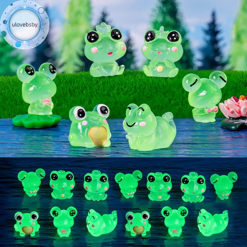 Ulovebsby Set 2 Đồ trang trí Chú Ếch Dạ Quang mini Trang Trí Tiểu Cảnh / Xe Hơi