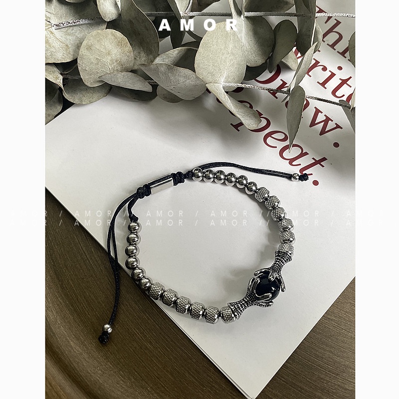 Tất Cả Vòng Đeo Tay Thép Không Gỉ Hình Móng Vuốt Rồng Không Giới Tính Có Thể Điều Chỉnh Dây Rút Xu Hướng Chất Lượng Cao Cá Tính niche Cho Nam Và Nữ