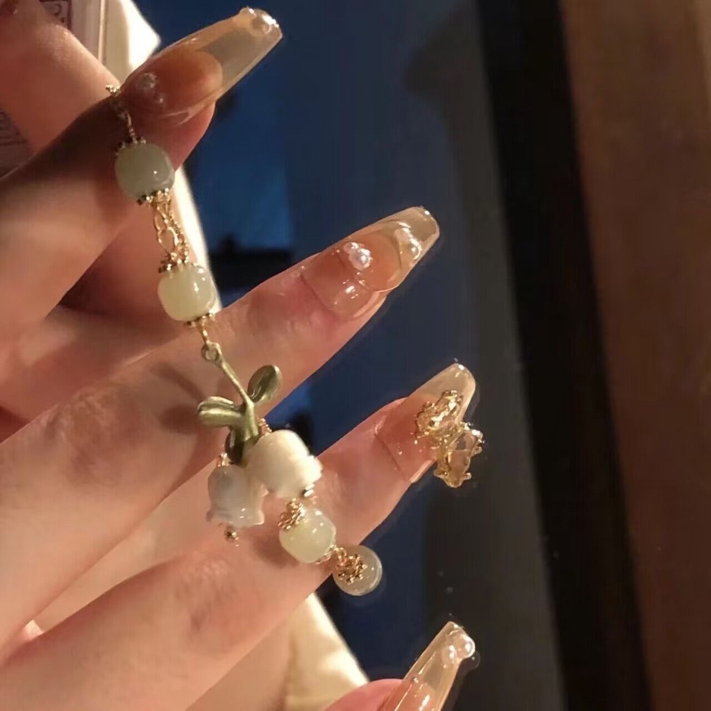 Vòng Tay May Mắn Bằng Ngọc Bích Hình Thỏ Dễ Thương Cho Nữ