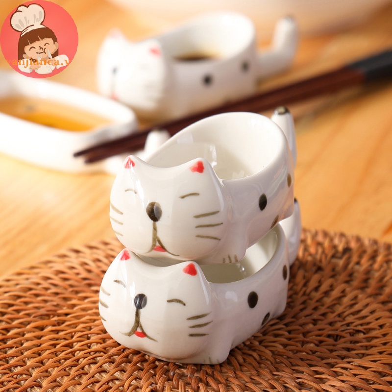 Yanca Đĩa Sứ Đựng Nước Chấm Hình Mèo Dễ Thương vn